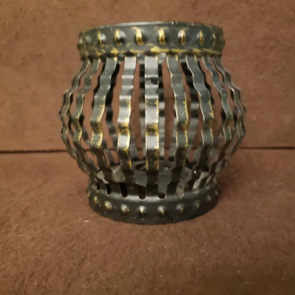 Vintage Mid Century Black Metal Caged Votive Candle Holder Home‎ Interiors